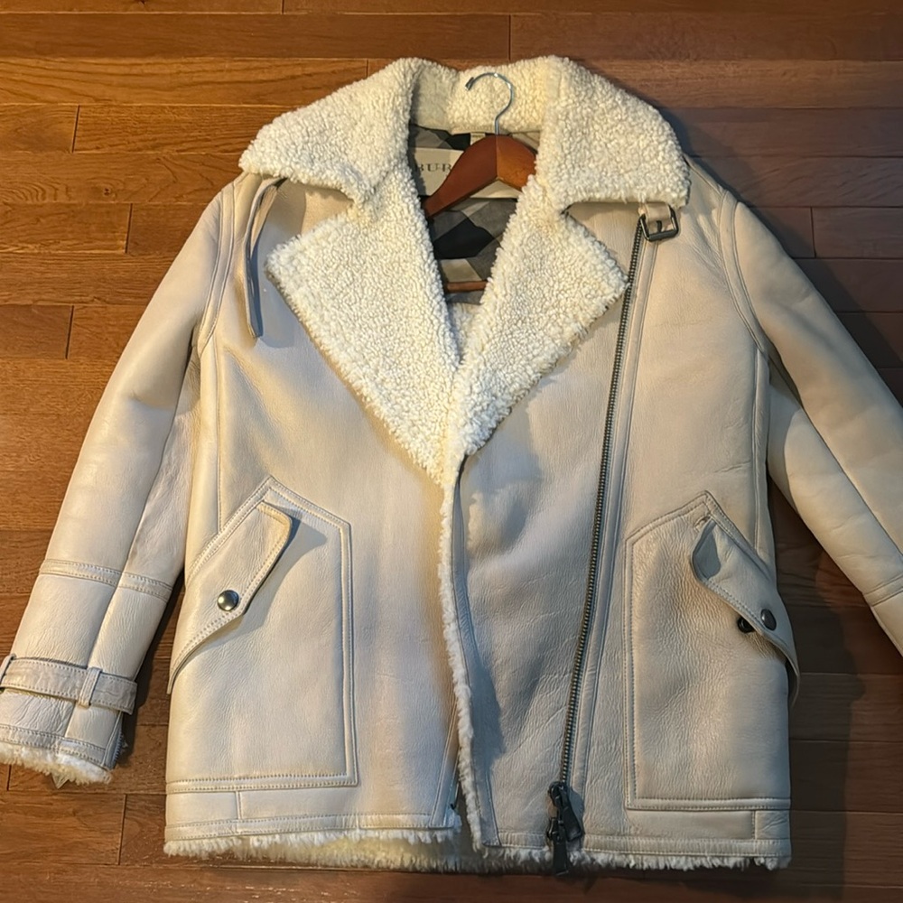 Burberry leather jacket . In good pre owned condition size 4